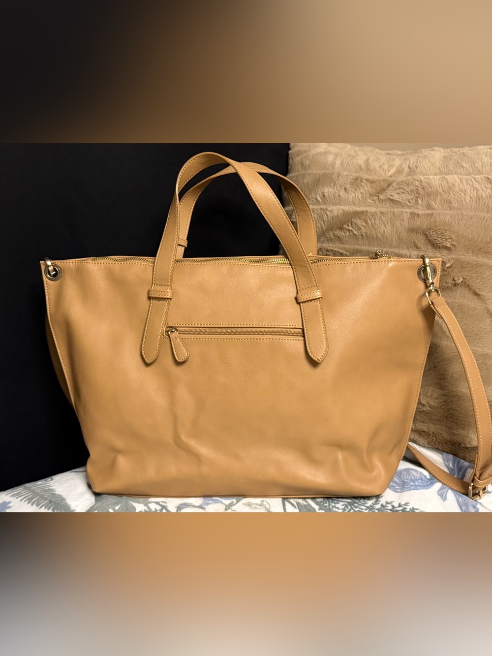 Steve Madden Tan Studded Tassel Tote – Large Boho Shoulder Bag - Picture 4 of 7
